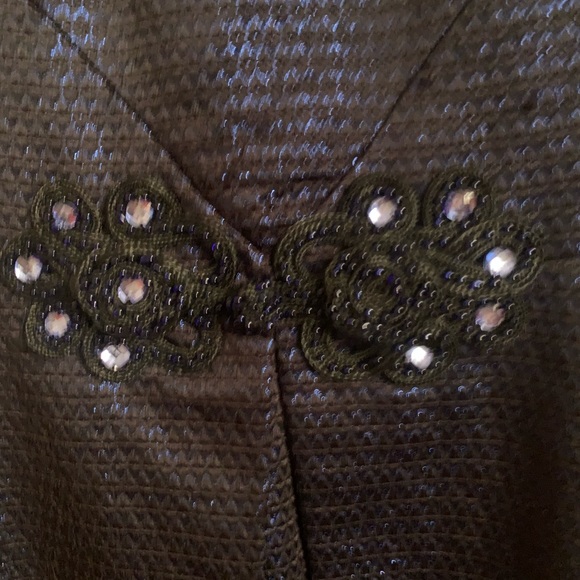 Polin blue bejeweled shimmery midi dress long sleeve size 38 - Picture 4 of 8